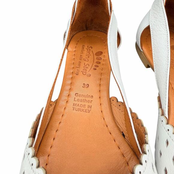 Spring Step Delorse White Leather d’Orsay Flats EU 39 US 8.5-9 Slingback - Picture 4 of 13